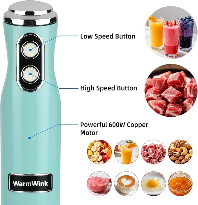 Hand Blender Powerful 4 in 1 600w Corded Immersion Blender Handheld with Stainless Steel Attachment Small Food Processor &amp Stick for Kitchen Emergen useful immersion blender