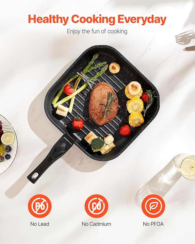 VEVOR 17 Piece Pots and Pans Set Granite Nonstick Detachable Handle Cookware Space Saving Induction Cookwares Kitchen RV Cooking Sets with Frying Sauce Saute Tempered Glass Lid Oven Safe Black