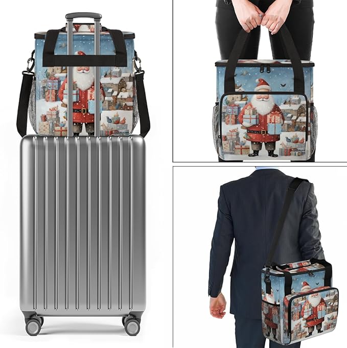 Xmas Santa Claus Coffee Maker Carrying Bag Mystical Santa Claus Travel Storage Bag Compatible with K-Mini or K-Mini Plus Single Serve Coffee Brewer Carrying Case with Pockets &amp Shoulder Strap