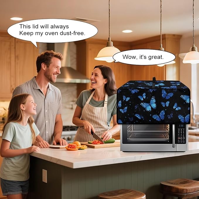 Toaster Oven Cover with Pockets Can Hold Jam Spreader Knife &amp Toast Machine Tongs Dust Fingerprint Protection Covers Keep Your Toaster Oven Pristine Bule Butterfly Print