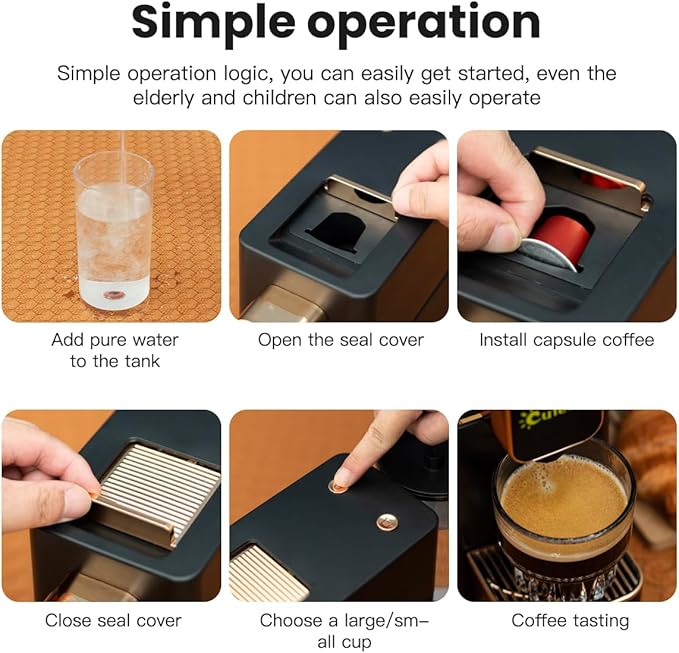 Mini Espresso Coffee Machine for Capsules Compatible with Nespresso OriginalL Machine Espresso Maker Single Serve Bestpresso Coffee Capsules Peet's Espresso more (Black)