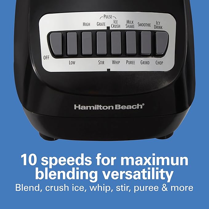 Hamilton Beach Smoothie Blender 56 oz. Jar 10 Speeds Black