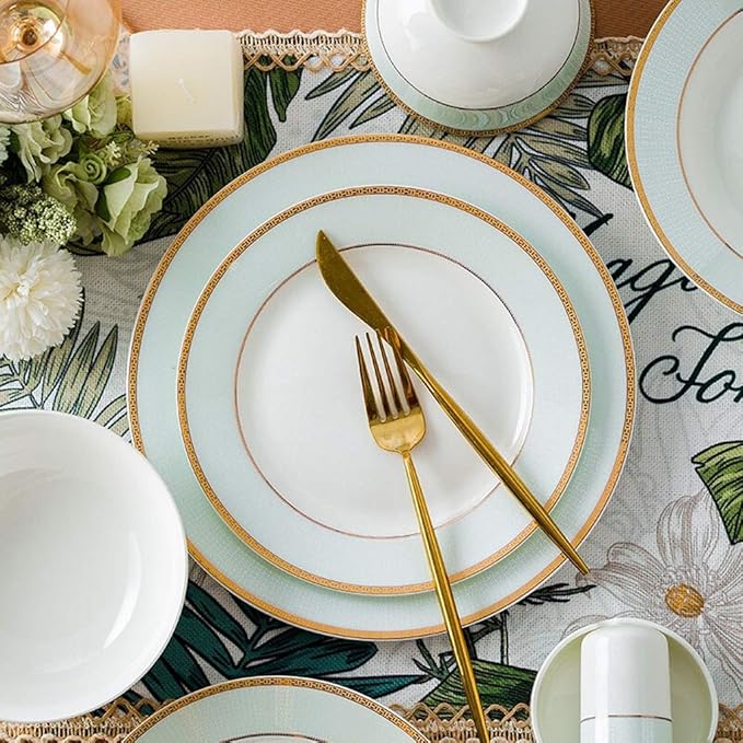 New Dinnerware SetsDinnerware Set 48 Pieces European Style High-Grade Bone China Plates And Bowls Sets - Ceramics Dinner Set For Wedding Gifts And Family Gathering