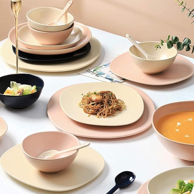 Dinnerware Sets - Luxury Gift Dishes Service Set Ceramics Dinner Sets Porcelain Dinnerware Set of 42 | Cereal Bowl and Steak Plate Set for Wedding Housewarming Gift(A)