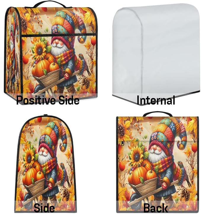 cfpolar Kitchen Aid Mixer Cover Compatible with 6-8 Quarts Sunflower Pumpkin Gnome Stand Mixer Cover Kitchen Aid Mixers Accessories Appliance Organizer Bag Dust Covers with Zipper Pocket