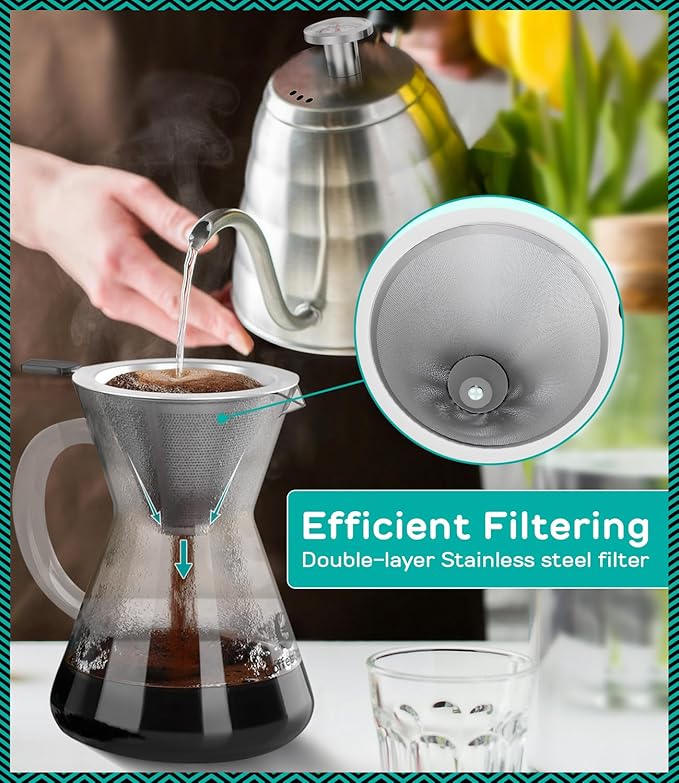 Coffee Gator Pour Over Coffee Maker 27oz 800ml Gooseneck Kettle 40oz Stainless Steel