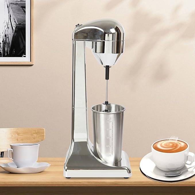 Milkshake Maker 100W Electric Milkshake Machine Single Head Drink Mixer Blender Machine Milkshake Mixer with a500ml Stainless Steel Cup