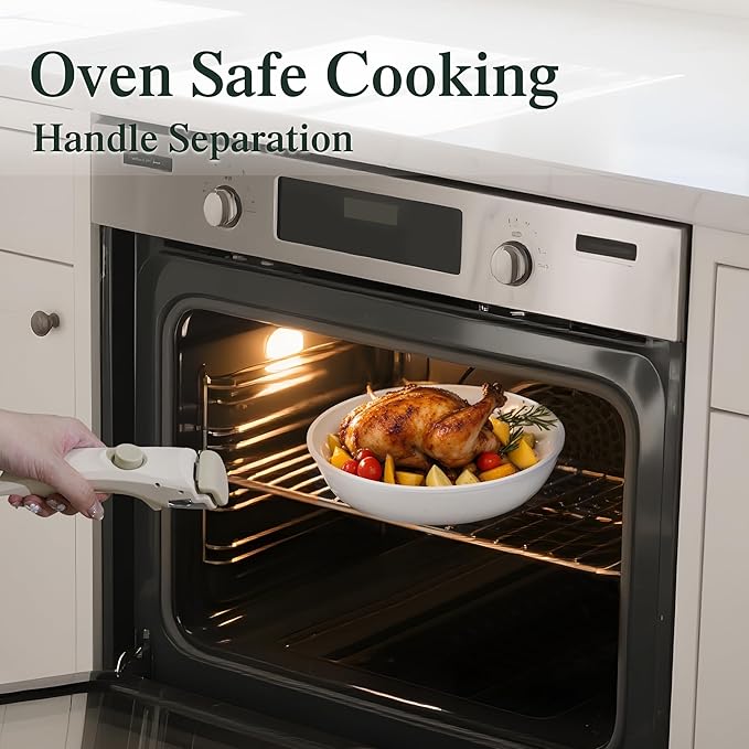 8 PCS Kitchen Cookware Set Pots and Pans Sets Non Stick Induction Pan Set with Detachable Handle for RV CookwareOven Safe PFOA Free