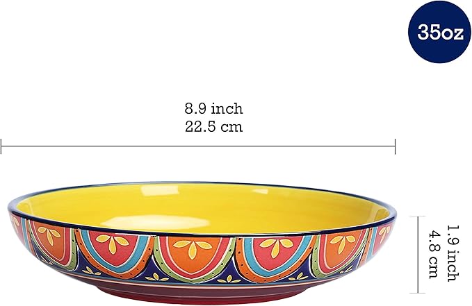 Bico Tunisian Ceramic 16 pcs Dinnerware Set Service for 4 Inclusive of 11 inch Dinner Plates 8.75 inch Salad Plates 35oz Dinner Bowls and Mugs for Party Microwave &amp Dishwasher Safe