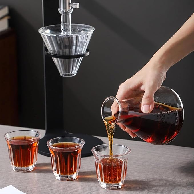 Iced Drip Coffee Maker Drip Cold Brew Coffee Maker with Stainless Steel Adjustable Valve 500ml Borosilicate Glass Pot Makes 2-3 Cups for Home Office Gifts