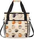 Coffee Cups Print Coffee Maker Carrying Bag Compatible with K-Mini or K-Mini Plus Portable Single Cup Coffee Maker Case with Pockets for K Cup Pods