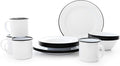 Enamelware Starter Set 16 piece Vintage White/Black