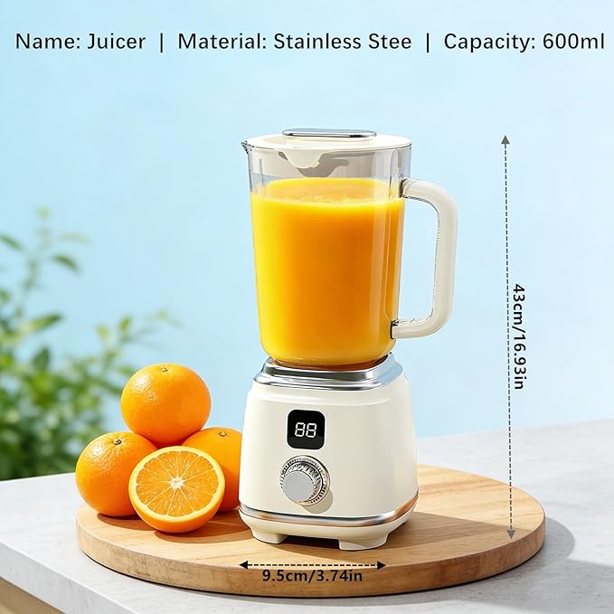 Portable Juicer Blender 600ml Personal Rechargeable Blender for Fruits &amp Vegetables 10-Leaf Blade with Dual Speed USB Wireless for Smoothies Home Kitchen Office Travel (Black)