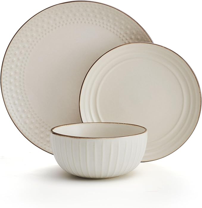 Pfaltzgraff Janelle 12 Piece Dinnerware Set Service for 4 Cream