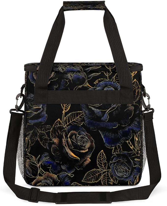 Rose Golden Blue Coffee Maker Carring Bag Travel Carrying Storage Tote Bag Compatible with Keurig K-Mini or K-Mini Plus Portable Single Serve Coffee Brewer Case with Pockets for K-cup Pods