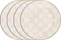 MACKENZIE-CHILDS Enamel Dinner Plate Decorative Dinnerware Plate 10 Inches Set of 4 Pink-and-White Rosy Check