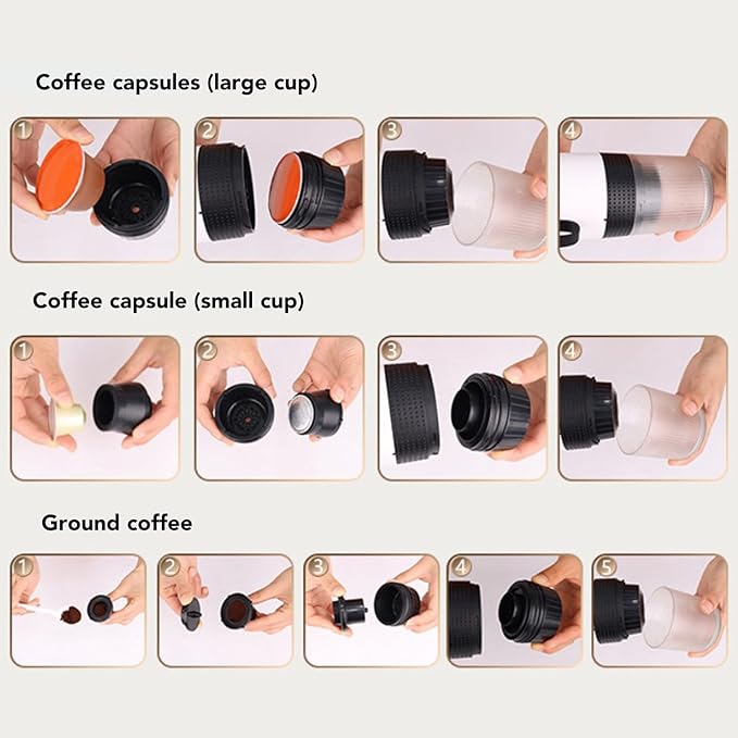 Portable Coffee Maker Fast Heating Easy To Clean 20 Bar USB Car Charger Electric Coffee Machine for Outdoor Camping Travel Hiking