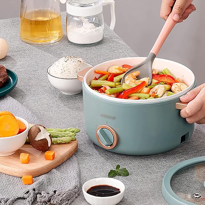 Rice Cooker Household Multifunctional Mini Rice Cooker/Frying Pan/Wok/Soup Pot Ceramic Non-Stick Inner Pot for 1-2 People (B)