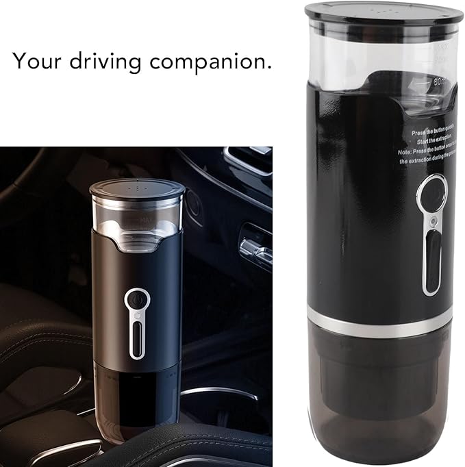 Travel Coffee Maker Portable Automatic Machine with 15 Bar Pressure and 2000mAh Battery for Camping Hiking Office Compatible with Ground Coffee and Capsules