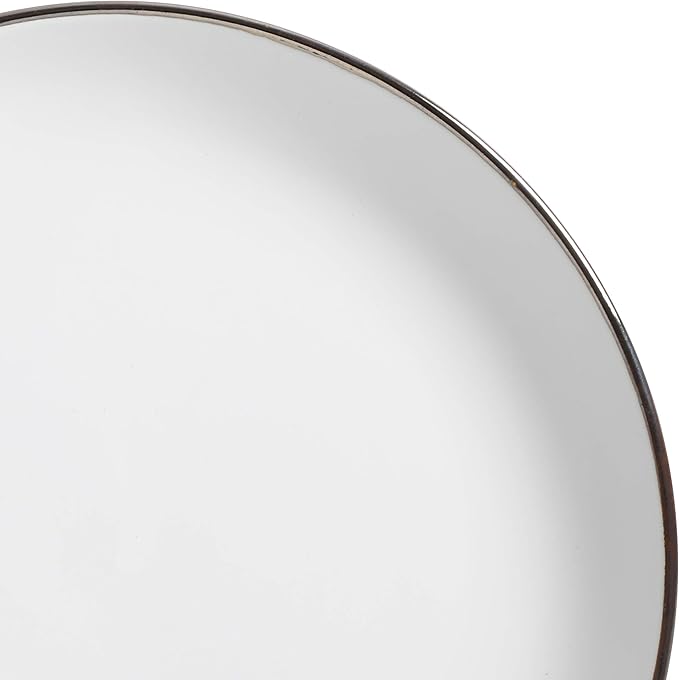 Gibson Home Rockaway Round Stoneware Dinnerware Set Service for 4 (16pcs) Matte White/Metallic Rim