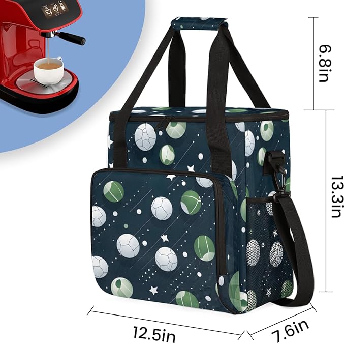 Cute Football Coffee Maker Carrying Bag Sport Football Travel Storage Bag Compatible with K-Mini or K-Mini Plus Single Serve Coffee Brewer Carrying Case with Multiple Pockets &amp Shoulder Strap