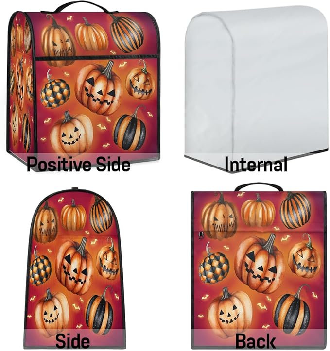 cfpolar Kitchen Aid Mixer Cover Compatible with 6-8 Quarts Halloween Bats Funny Pumpkin Stand Mixer Cover Kitchen Aid Mixers Accessories Appliance Organizer Bag Dust Covers with Zipper Pocket
