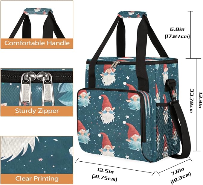 Christmas (585) Coffee Maker Carring Bag Travel Carrying Storage Tote Bag Compatible with Keurig K-Mini or K-Mini Plus Portable Single Serve Coffee Brewer Case with Pockets for K-cup Pods