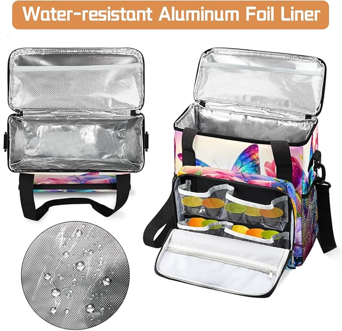 Spring Butterfly Flower Coffee Maker Carrying Bag Coffee Machine Travel Storage Bag Compatible with K-Mini or K-Mini Plus Portable Single Serve Coffees Brewer Case with Pockets for K-Cup Pods