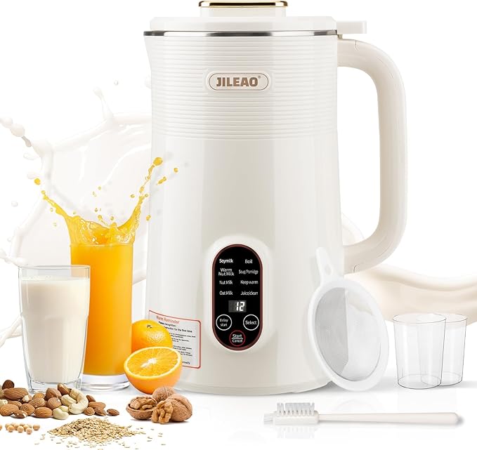10 in 1 Almond Milk Maker &amp Nut Milk Maker Machine 35oz Automatic Soy Oat Coconut Milk Juice &amp Porridge Maker with 8 Blades Delay Start Keep Warm Boil Water Self-Cleaning Cream