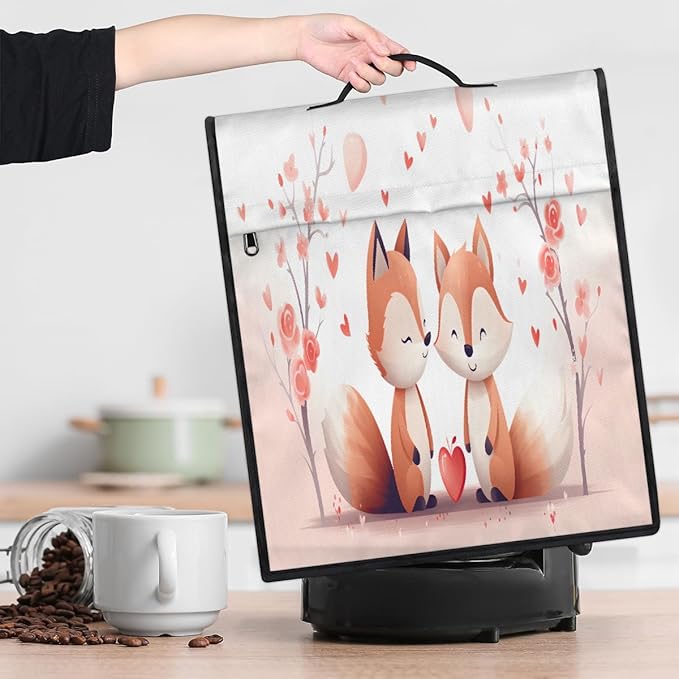 cfpolar Kitchen Aid Mixer Cover Compatible with 6-8 Quarts Animal Fox Pink Flower Stand Mixer Cover Kitchen Aid Mixers Accessories Appliance Organizer Bag Dust Covers with Zipper Pocket