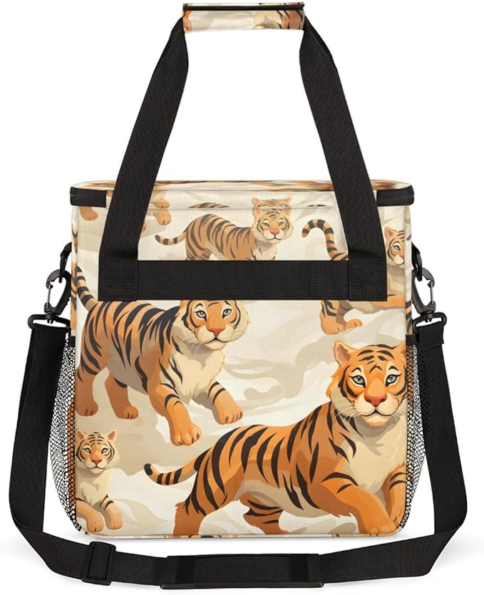 Tiger Coffee Maker Carrying Bag Cute Tiger Portable Travel Storage Tote Bag Compatible with K-Mini or K-Mini Plus Single Serve Coffee Brewer Carrying Case with Multiple Pockets &amp Shoulder Strap