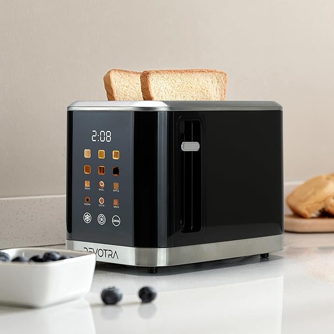 2 Slice Toaster Stainless Steel with LED Display Extra Wide Slots 6 Shade Settings Defrost/Reheat/Cancel Removable Crumb Tray – Compact Toaster for Bagels &amp Waffles