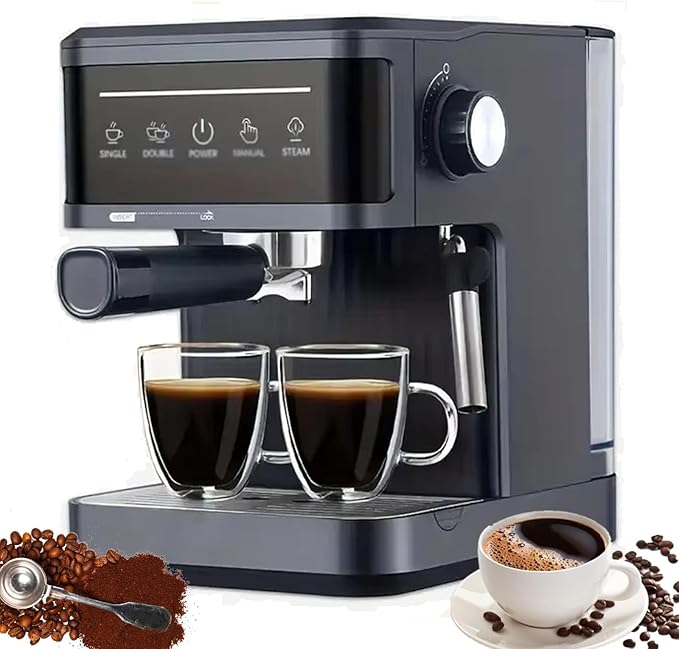 Espresso Machine 20 Bar Semi Automatic Coffee Makers With Milk Frother Steam Wand Touch Screen 60 Oz Water Tank Coffee Machine For Home Latte Machine Gifts For Coffee LoverBlack