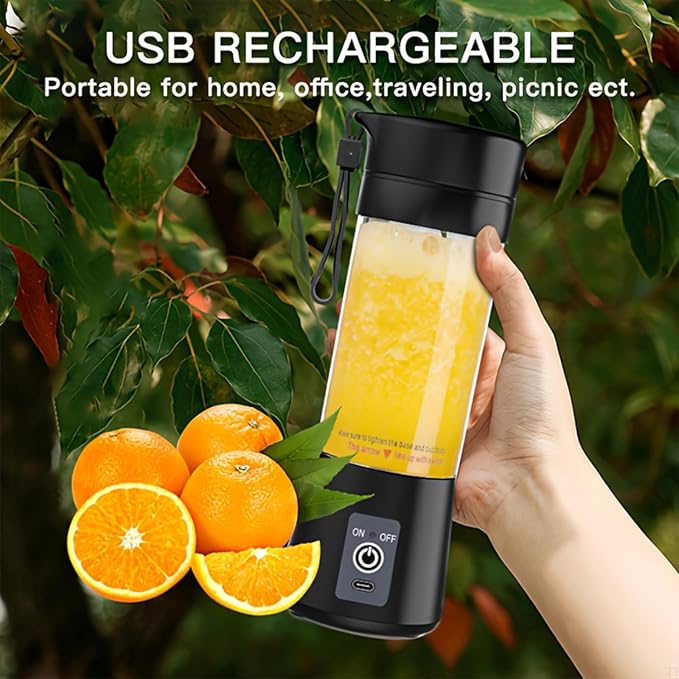 Portable juice Blender - 400mL USB Rechargeable Personal Smoothie Maker with 22000 RPM 304 Stainless Steel Blades Quiet Operation and Self-Cleaning Function
