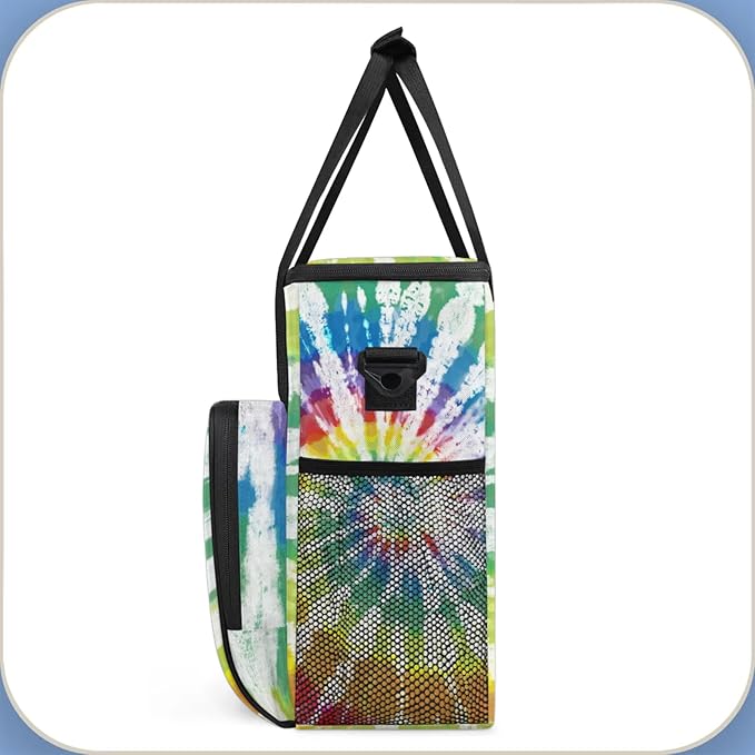 Tie-Dye Coffee Maker Travel Bag for Keurig K-Mini/K-Mini Plus Insulated Waterproof Tote with Pockets for K-Cup Portable Single-Serve Brewer Case