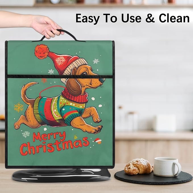 cfpolar Kitchen Aid Mixer Cover Compatible with 6-8 Quarts Christmas Hat Cute Dog Stand Mixer Cover Kitchen Aid Mixers Accessories Appliance Organizer Bag Dust Covers with Zipper Pocket