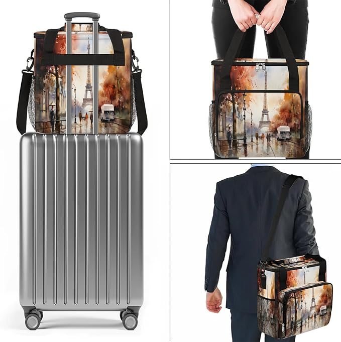 Eiffel Tower Painting Coffee Maker Travel Bag for K-Mini or K-Mini Plus Single Serve Coffee Brewer Portable Storage Tote Case for Tarvel