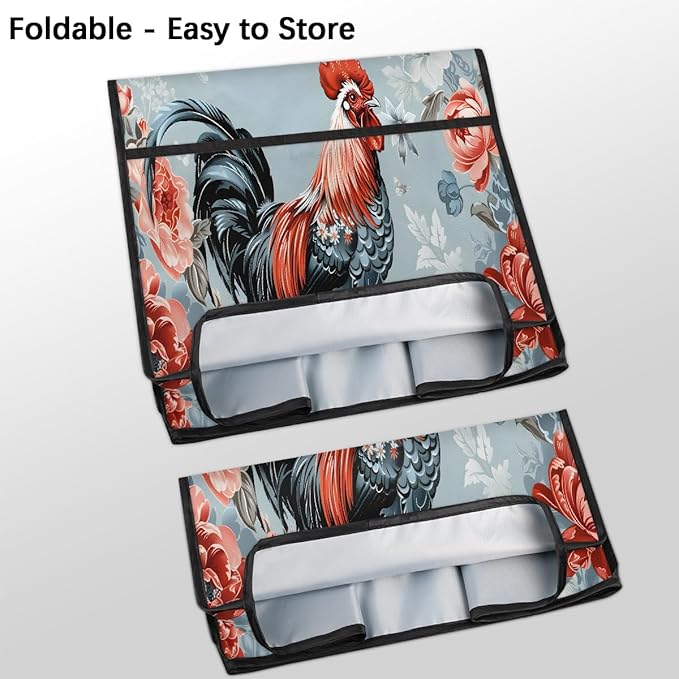 Kitchen Aid Mixer Cover Watercolor Rooster Chicken Floral Stand Mixer Cover Compatible with 6-8 Quarts Stand Mixers Dust Covers with Zipper Pocket Foldable Washable Kitchen Aid Organizer Bag