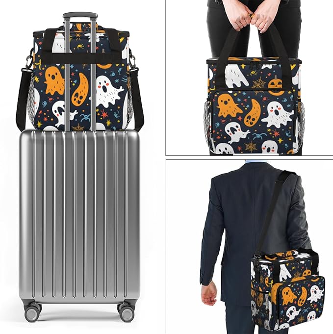Mystical Spooky Ghosts Coffee Maker Carrying Bag Travel Storage Bag Compatible with K-Mini or K-Mini Plus Single Serve Coffee Brewer Carrying Case with Multiple Pockets &amp Shoulder Strap
