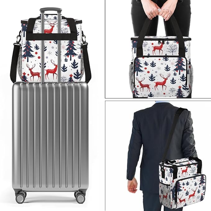 Xmas Tree Xmas Coffee Maker Carrying Bag Portable Travel Storage Tote Bag Compatible with K-Mini or K-Mini Plus Single Serve Coffee Brewer Carrying Case with Multiple Pockets &amp Shoulder Strap
