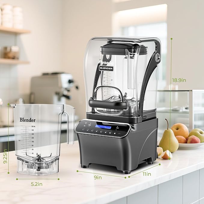 2200W Professional Quiet Blender with LCD Display 1.8L Ice Crushing Jug Commercial-Grade Motor 6-Speed Touch Control &amp Overload Protection for Smoothies Ice Frozen Drinks Silver