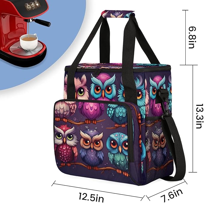 Owls Branch Travel Coffee Maker Carrying Bag Large Organizer Storage Tote Bag Insulated Reusable Cooler Grocery Bags