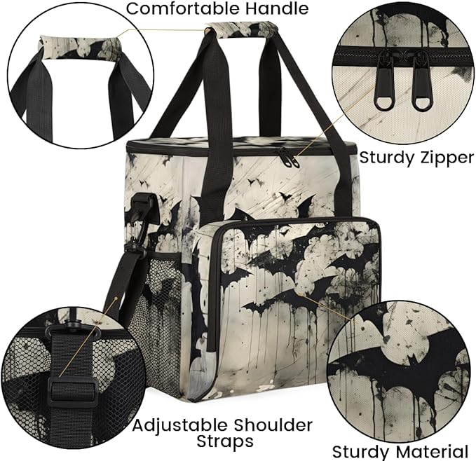 Magical Bat Coffee Maker Carrying Bag Oil Painting Bat Travel Storage Bag Compatible with K-Mini or K-Mini Plus Single Serve Coffee Brewer Carrying Case with Multiple Pockets &amp Shoulder Strap