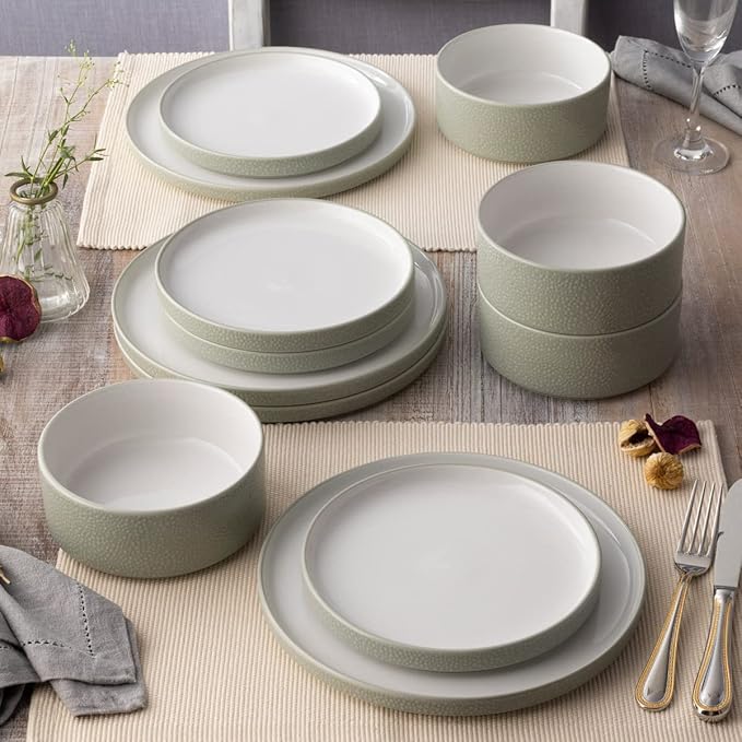 Noritake ColorTex Stone Sage 12-Piece Dinnerware Set Service for 4