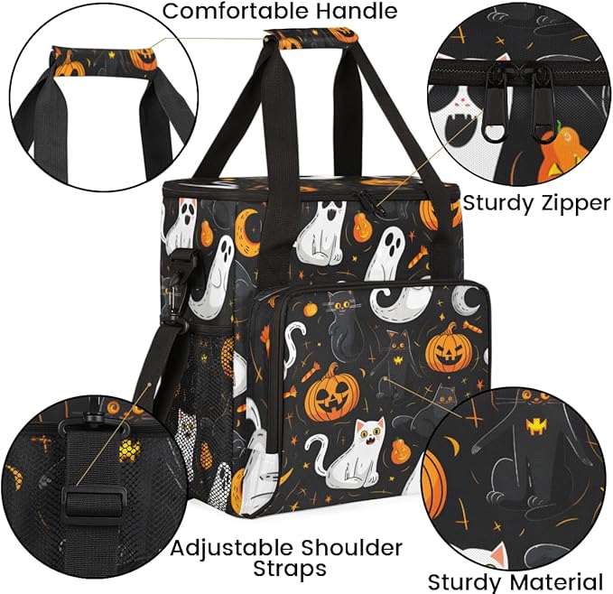Gothic Pumpkin Coffee Maker Carrying Bag Abstract Pumpkin Travel Storage Bag Compatible with K-Mini or K-Mini Plus Single Serve Coffee Brewer Carrying Case with Multiple Pockets &amp Shoulder Strap