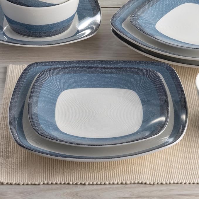 Noritake Colorscapes Layers Navy 12-Piece Square Dinnerware Set Service for 4