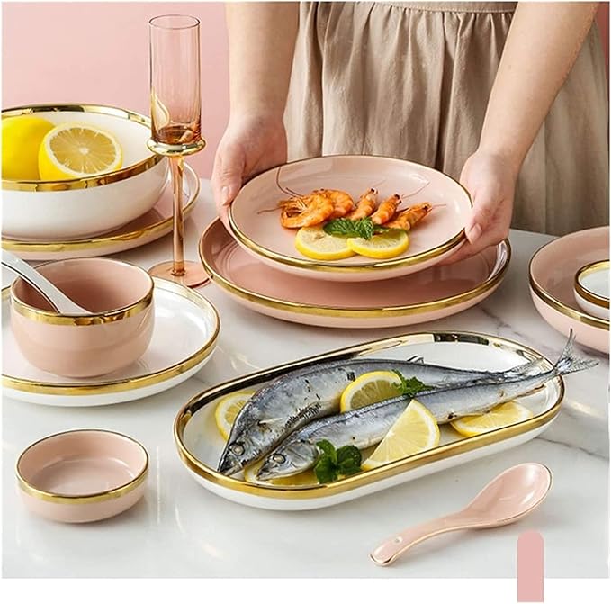 GaRcan Dinner Plate Luxurious Dinner Set for Party or Wgifts Dinnerware Set China Dinner Set Plates and Bowls Sets for Restaurant and Wgifts