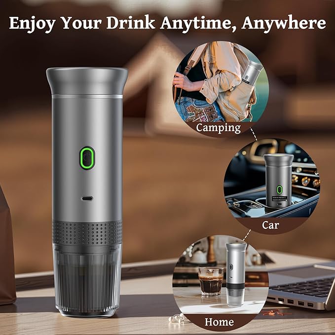 Portable Coffee Maker Espresso Machine 3-In-1 Travel Coffee Maker Cafetera Portatil Expreso with Small Tea Cup Compatible with Ground Coffee &amp NS Capsule for RV HikingCamping