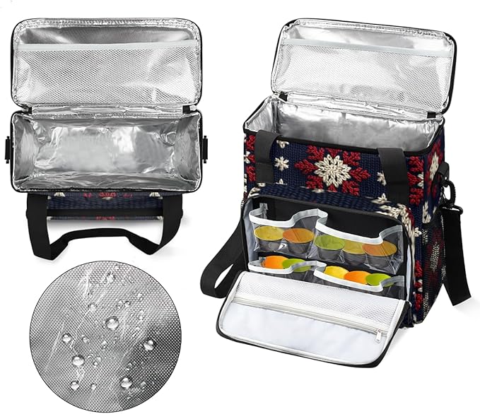 Retro Snowflakes Christmas Coffee Maker Carrying Bag Travel Storage Bag Compatible with K-Mini or K-Mini Plus Single Serve Coffee Brewer Carrying Case with Multiple Pockets &amp Shoulder Strap