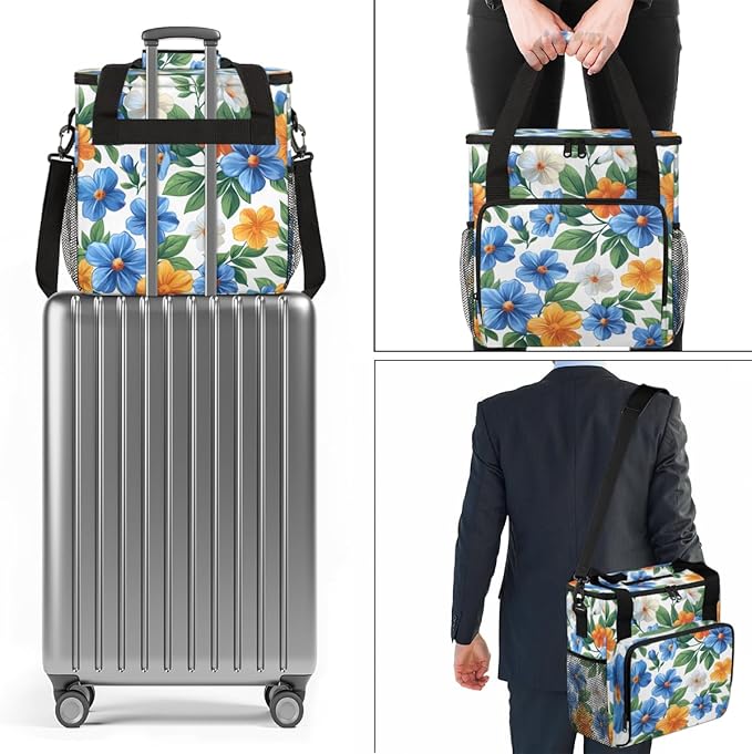 Majestic Flowers Coffee Maker Carrying Bag Portable Travel Storage Tote Bag Compatible with K-Mini or K-Mini Plus Single Serve Coffee Brewer Carrying Case with Multiple Pockets &amp Shoulder Strap